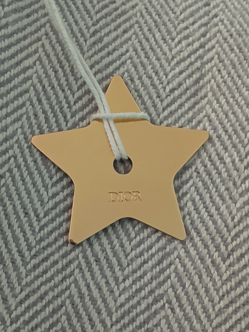 Dior Shiny Gold Star Ornament with White Cord
